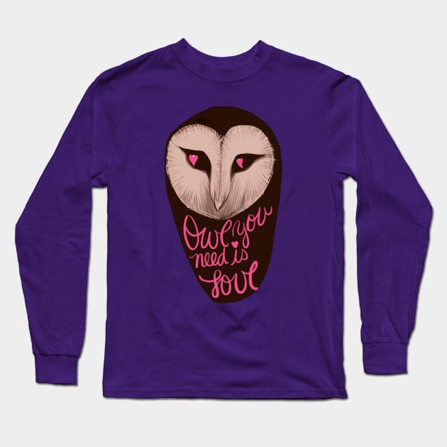 Owl You Need Is Love Heart Eyes Long Sleeve T-Shirt by bubbsnugg